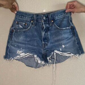 Levi's Blue Distressed Jean Shorts